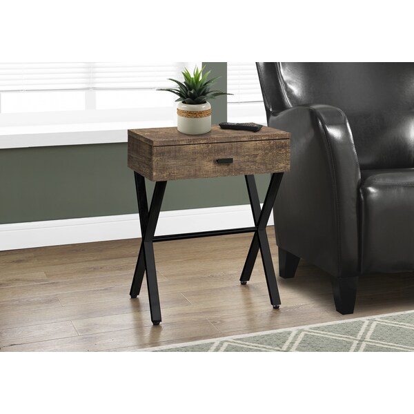 Accent Table - 24H / Brown Reclaimed Wood / Black Metal